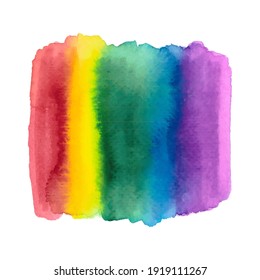 Abstract Rainbow Watercolor Brush Stripes Background. LGBT Rainbow Shades.