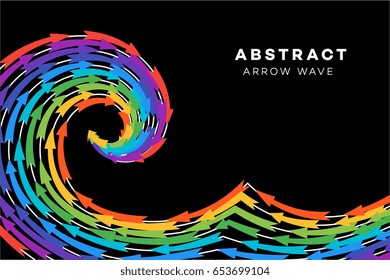 Abstract Rainbow Wave With Arrows. Conceptual Vector Illustration.