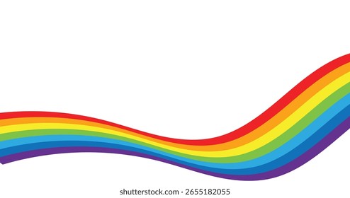 abstract rainbow wave curve arch colorful rainbow flat illustration