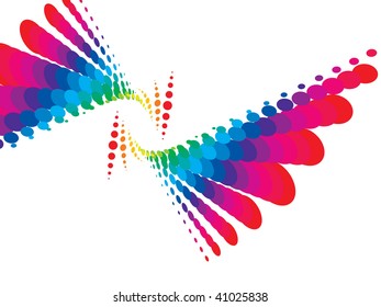 Abstract rainbow wave halftone background, vector illustration