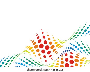 Abstract rainbow wave halftone background, vector illustration.