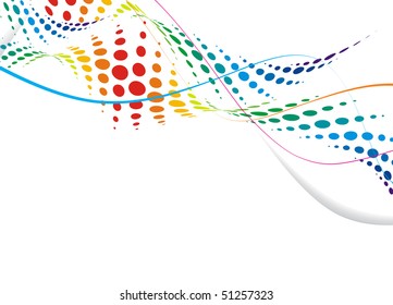 Abstract rainbow wave halftone line background, vector illustration.
