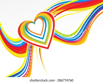 abstract rainbow wave with heart vector illustration