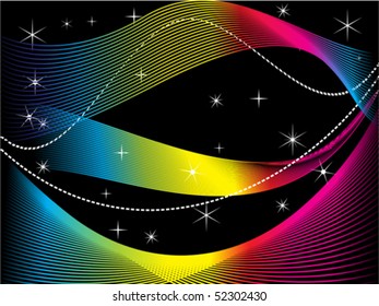 abstract rainbow wave isolated on black background vector illustration
