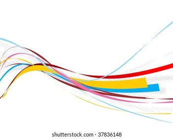 abstract rainbow wave line background with halftone background