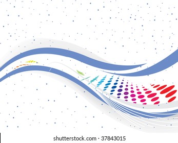 abstract rainbow wave line background with halftone background