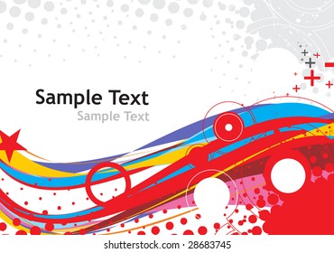abstract rainbow wave line with grunge retro halftone background