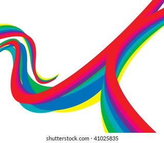 abstract rainbow wave line with sample text background, vector illustration.