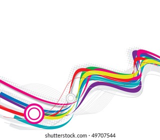 abstract rainbow wave line with sample text background, vector illustration