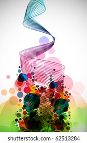abstract rainbow wave line with sample text background.