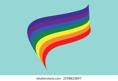 Abstract rainbow wave on pastel background bright lgbt symbol. Editable image.