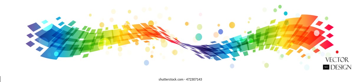 Abstract rainbow wave on white background, multicolored design element