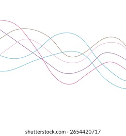 abstract rainbow wave thin curved lines graphic for design. Thin line wavy abstract vector background. Curve wave seamless pattern. Vector illustration
