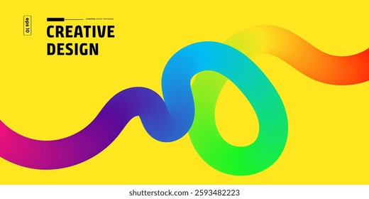 Abstract Rainbow Waveforms, Colorful Fluid Design, Vibrant, Creative Background