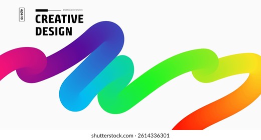 Abstract Rainbow Waves Creative Design, Vibrant Fluid Shapes
