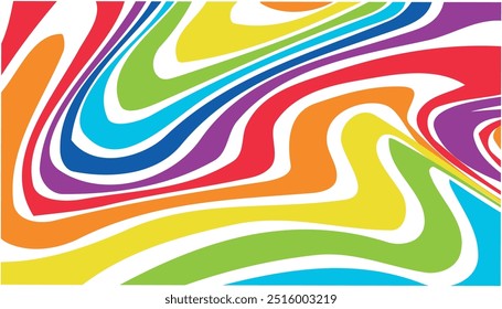 Abstract rainbow waves on white background. Psychedelic wavy lines.marble texture, Multicolored wallpaper graphic design.liquid marble Pattern. 