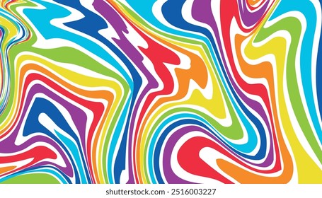 Abstract rainbow waves on white background. Psychedelic wavy lines.marble texture, Multicolored wallpaper graphic design.liquid marble Pattern. 