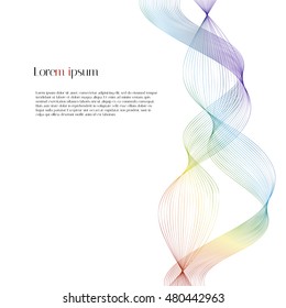 Abstract rainbow waves on a white background with example text