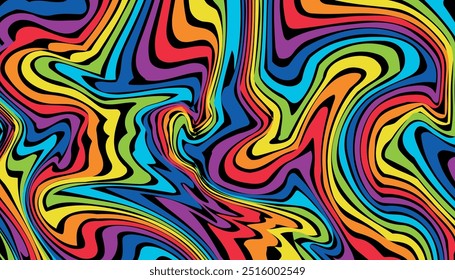 Abstract rainbow waves. Psychedelic wavy lines.marble texture, Multicolored wallpaper graphic design.liquid marble Pattern. 