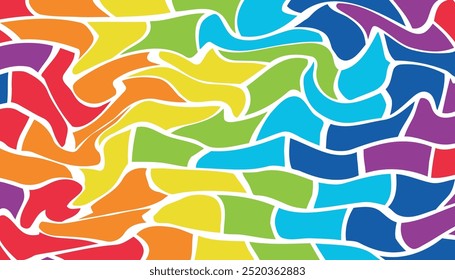 Abstract rainbow waves. Psychedelic wavy lines.marble texture, Multicolored wallpaper graphic design.liquid marble Pattern, Seamless Pattern Groovy Background.