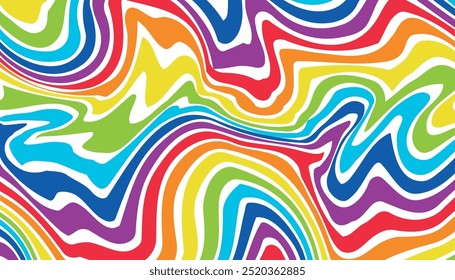 Abstractas olas del arco iris. Líneas onduladas psicodélicas. textura de mármol, Diseño gráfico de Fondo de pantalla multicolor. Patrón de mármol líquido, Fondo Groovy de patrón sin costuras.