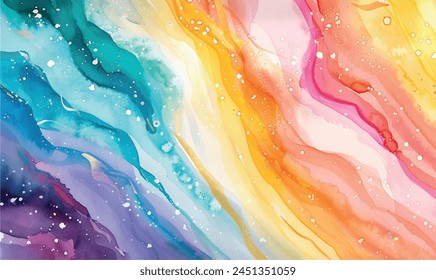 abstract rainbow waves watercolor background