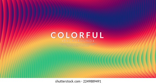 Resumen de fondo ondulado arco iris con líneas curvas. Concepto de papel tapiz de gradiente colorido con efecto dinámico. Ilustración vectorial para el diseño.