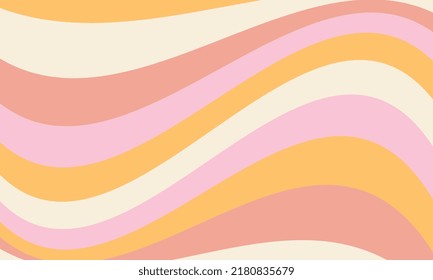 Abstract rainbow wavy background in style
 60-70-ies. Vintage groovy pastel retro background. Hippie aesthetics.