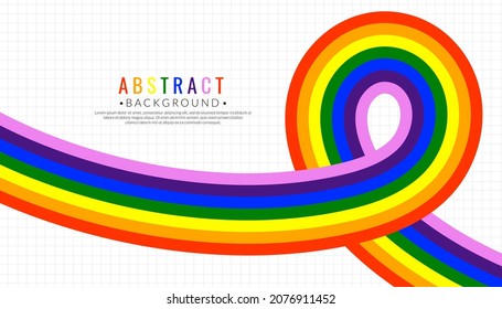 Abstract rainbow wavy ribbon colorful background. Vector wave illustration.