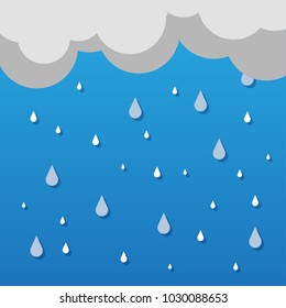 Abstract Raining Pattern with Rain Drops and Clouds on Top
