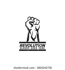 abstract Raised fist symbol in grunge style,fight logo,icon,revolution,protest,give up,strength,icon vector template