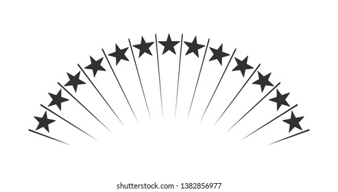 Abstract up raising Stars. Shooting Stars. Fireworks. Vector illustration isolated on white background.