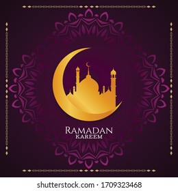 Abstract Ramadan Kareem golden moon background