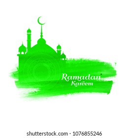 Abstract Ramadan Kareem Green Watercolor Background