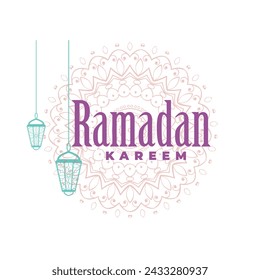 Abstract Ramadan vector banner design with nice background template. This illustration Ramadan card invitation celebration graphic Islamic. "Translated" Ramadan Kareem festival Arabic calligraphy.