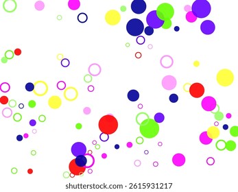 Abstract Random Art. Rainbow Party Polka Background. All Color Dot.   Green background. blue wallpaper. foam balls.