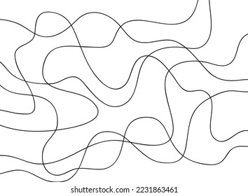 Abstract random black line, line art