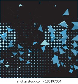 Abstract random blue triangles on circles background design  Eps 10 stock vector illustration