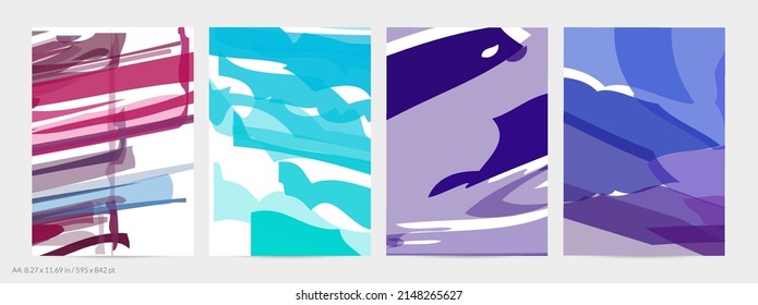 Resumen aleatorio de tiras y ondas multicolores brillantes. Las formas crean textura artística de dolor acuarela. Plantilla de volante universal. Golpes de pincel audaces con manchas de color sobre blanco.