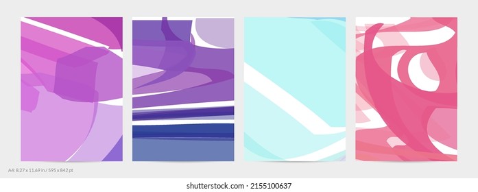 Abstract random bright multicolored strips and waves. Shapes create artistic watercolor pain texture. Universal flyer template. Bold brush strokes with color splatters over white.