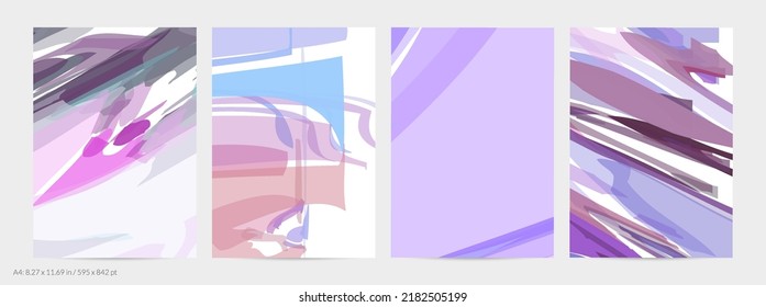 Abstract random bright multicolored strips and waves. Shapes create artistic watercolor pain texture. Universal flyer template. Bold brush strokes with color splatters over white.