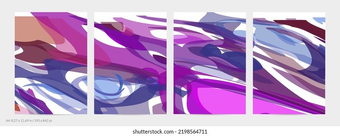Abstract random bright multicolored strips and waves. Shapes create artistic watercolor pain texture. Universal flyer template. Bold brush strokes with color splatters over white.