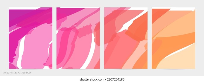 Abstract random bright multicolored strips and waves. Shapes create artistic watercolor pain texture. Universal flyer template. Bold brush strokes with color splatters over white.
