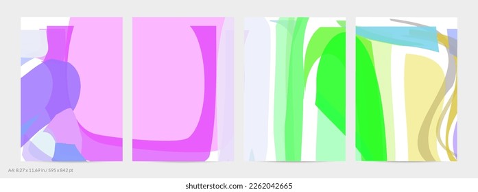 Resumen aleatorio de tiras y ondas multicolores brillantes. Las formas crean textura artística de dolor acuarela. Plantilla de volante universal. Golpes de pincel audaces con manchas de color sobre blanco.