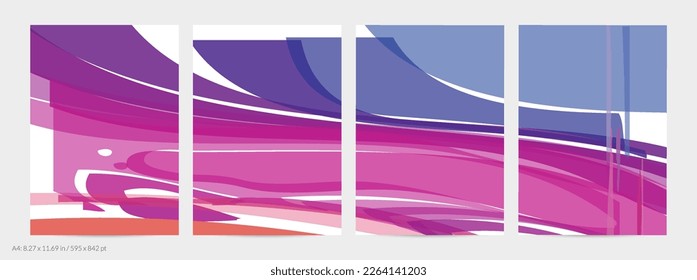 Abstract random bright multicolored strips and waves. Shapes create artistic watercolor pain texture. Universal flyer template. Bold brush strokes with color splatters over white.