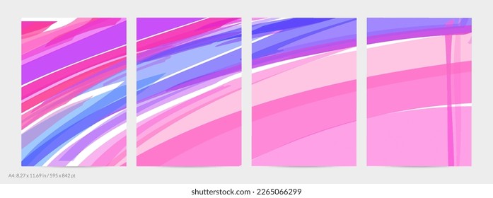 Abstract random bright multicolored strips and waves. Shapes create artistic watercolor pain texture. Universal flyer template. Bold brush strokes with color splatters over white.