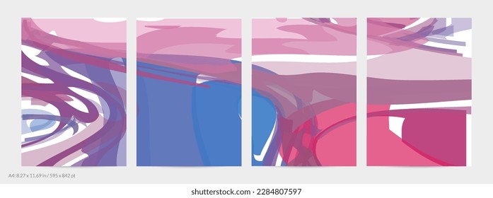 Abstract random bright multicolored strips and waves. Shapes create artistic watercolor pain texture. Universal flyer template. Bold brush strokes with color splatters over white.