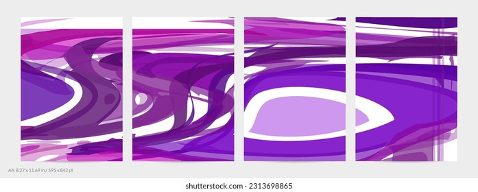 Abstract random bright multicolored strips and waves. Shapes create artistic watercolor pain texture. Universal flyer template. Bold brush strokes with color splatters over white.