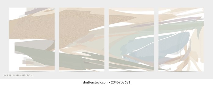 Abstract random bright multicolored strips and waves. Shapes create artistic watercolor pain texture. Universal flyer template. Bold brush strokes with color splatters over white.