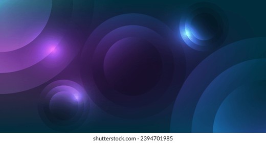 Abstract random circle geometry on blue and purple background.